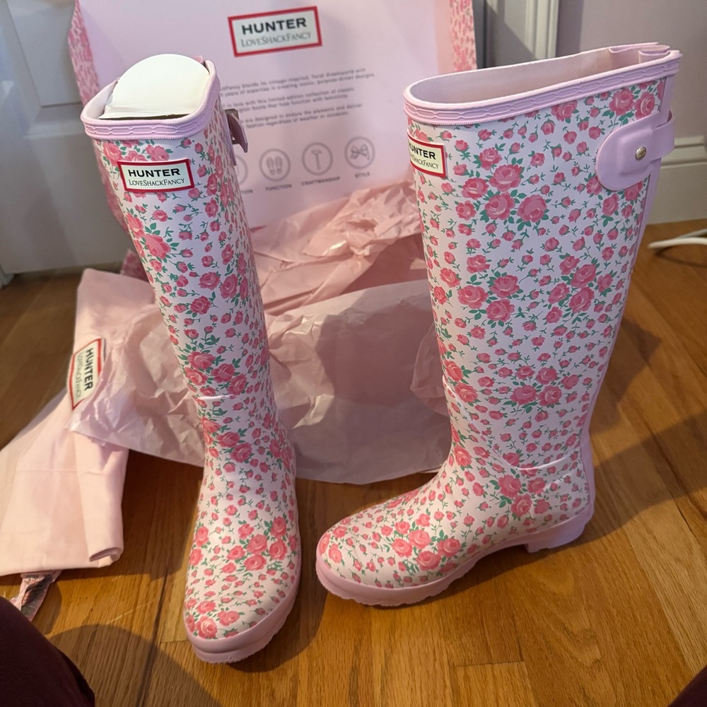 Hunter x Love Shack Fancy Tall Wellington Rain Boots size 6 new